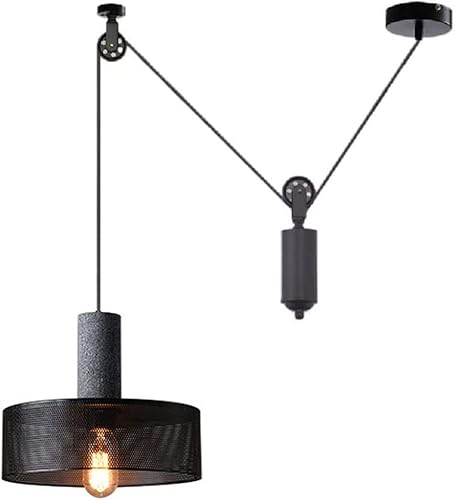 Lámpara colgante lineal para cocina, polea de hormigón, lámparas de techo, iluminación colgante industrial vintage con lámpara de rueda retráctil en disponible en Yaxa Costa Rica