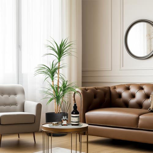 4 Ft Artificial Dracaena Tree, Realistic Fake Dracaena Plant, Tall Dracaena Houseplant for Indoor Décor, Adjustable Lifelike Faux Tree, Ideal for Photo Backdrops, Nursery, Living Room, Office