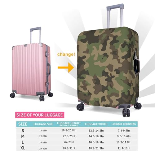 Housse de valise camouflage vert et blanc en polyester lavable taille L - 5