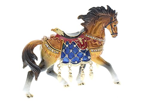 Ciel Jeweled Austrian Crystal Hinged Trinket Box Running Horse Eagle Saddle #TOP10