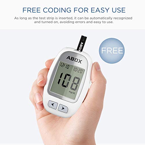 ABOX Blood Glucose Test Strips, Diabetic Test Strips for Blood Sugar, 50 Test Strips + 50 Lancets