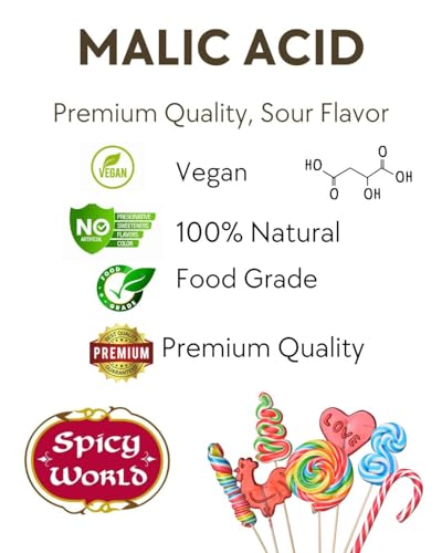 Spicy World Malic Acid Powder 1.75 LB (28oz) - Food Grade, Crystals, Tart Flavor