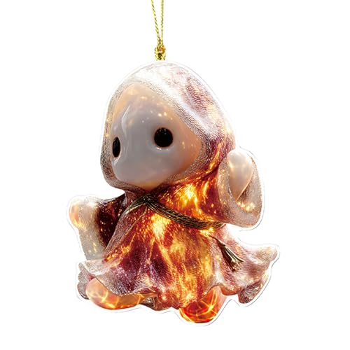 Iouyjiu Halloween-Acryl-Ornamente, 2D-Halloween-Baumschmuck, saisonale Dekoration für Büros, Außen- und Innenbereich, Herbstbesen, Haus, Küche