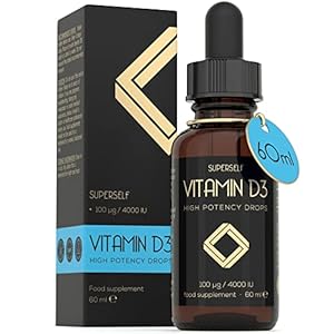 Vitamin D Drops – Vitamin D3 4000 IU Liquid for Adults – 60ml 1200 Drops – High Strength & Absorption Supplement for Strong Bones, Teeth, Immune System – Vit D 1000IU per 1 Drop – UK Made & Vegetarian