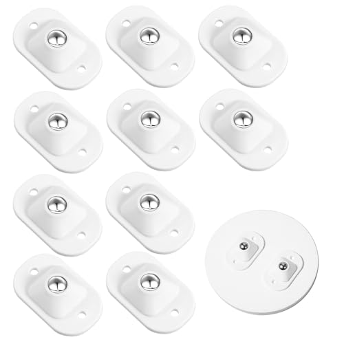 12 PCS Self Adhesive Mini Caster Wheels, Small Appliance Wheels Mini Swivel Ball Casters for Kitchen Appliance 360° Swivel Rollers Plastic Stick On Castors for Small Furniture Trash Can Box (White)