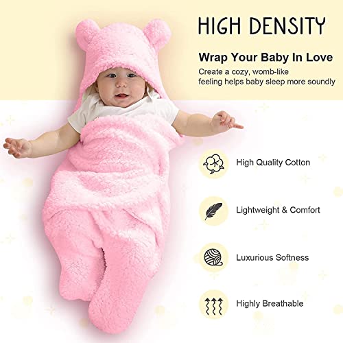 Image of BRANDONN Baby Blankets New Born Combo Pack of Wearable Swaddle Wrapper Security Blanket for Kids for 0-6 Month Babies (White, Pink, 70 cm x 70 cm)