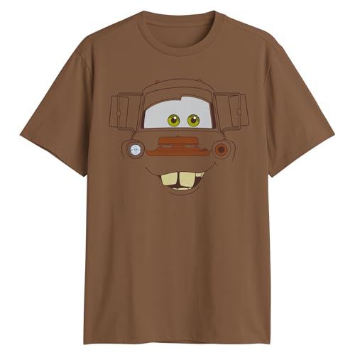 Disney Pixar Cars Tow Mater Big Face Adult T-Shirt(Brown Large)
