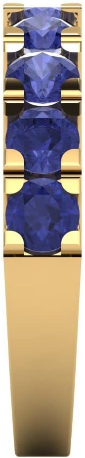 Clara Pucci 14K Yellow Gold Wedding Band for Women | Stacking Classic Comfort Fit | Engagement Bridal Jewelry | 1.53 TCW Round Cut Simulated Tanzanite (3.5mm)