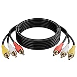 Adoreen 3 RCA Cable 15 Ft Audio Video Composite Male to Male DVD Cable, Gold-Plated...