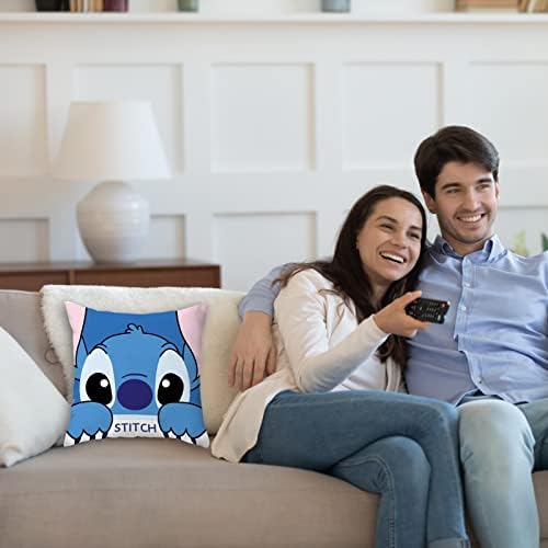 wopin Cute Stitch Pillowcase Stitch,Stitch Cushion CoverStitch Gifts for Gir,Family Cushion Cover Lovely Stitch Gifts For Girls Boys Daughter Son,Room Home Decor Pillow Cases 18x18