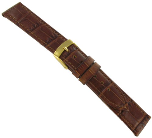 Morellato 20mm Genuine Leather Alligator Grain Padded Stitched Matte Brown Watch Band 2269
