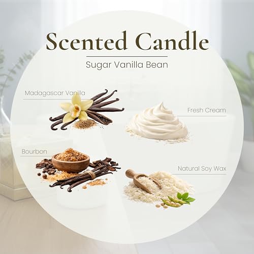 Image of Majestic Zen Vanilla Bean Soy Candle - 70-Hour Clean Burn Aromatherapy Candle with Warm Vanilla & Bourbon Scent - Large 19oz Jar Home Decor Gift Candle for Men & Women