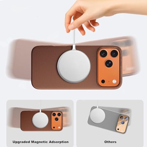 Image of QHOHQ Luxury Vintage TechWoven Back Cover for iPhone 17 Pro (6.3 Inch) | Premium Woven Texture Case with Shockproof Protection | Premium Slim Fit Case with Wireless Charging Support (Sienna Brown)