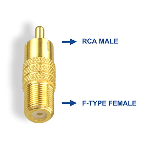 Vce F-Type Female To Rca Male Coaxial Cable Audio Adapter Gold Plated Connector, 2-Pack #TOP1