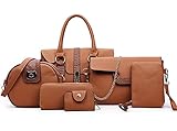 Perfektes Geschenk: 6-teiliges Damenhandtaschenset ist sehr praktisch und modisch. Sie können sie zusammen oder einzeln verwenden. Perfekt für Dating, Einkaufen, Arbeiten, Reisen, Party und andere Anlässe. Perfektes Geschenk für sich selbst, Ihre Freundin, Frau, Tochter und Mutter alle wichtigen momente, wie jahrestag, geburtstag, feiertag.