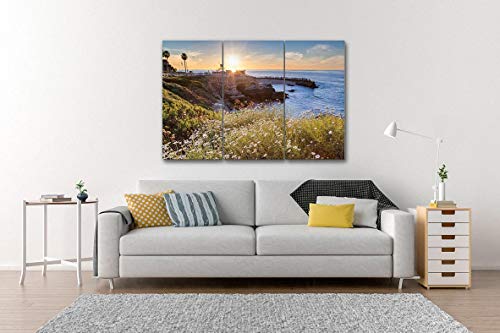 7Houarts Sunset At La Jolla Cove Beach, San Diego, California Canvas Wall Artwork Poster Modern Home Wall Unique Pattern Wall Decoration Stretched And Framed - 3 Piece #TOP3