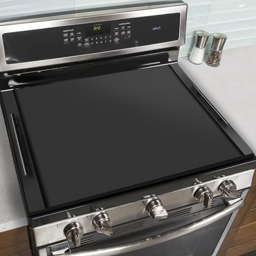 WAUTENANTY Noodle Board Stove Cover with Handles, Wood Stove Top Covers for Electric/Gas Stoves, Counter Space Top Cover Crafted from Solid Pine Wood,Also Used As Sink Covers & Decorative Tray (Black)