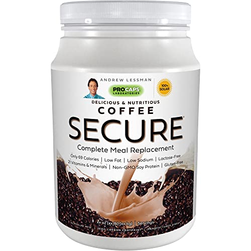 Andrew Lessman Secure Soy Complete Meal Replacement - Coffee 10 Servings – Only 69 Calories, 7 Grams Non-GMO Soy Protein, Vitamins & Minerals, Low-Fat, Nutritious & Delicious, Mixes Instantly