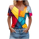 Short Sleeve Spring Summer Tops for Women 2025 Trendy T Shirt Irregular V Neck Casual Blouses Fashion T-Shirt Teacher Shirts for Women Ballet Wrap Top
