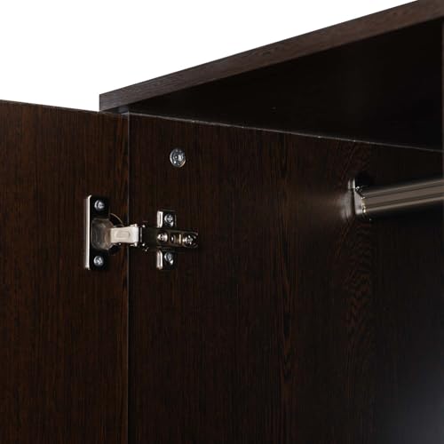 Image of Nilkamal Riva 3 Door Wooden Wardrobe with Mirror for Bedroom | Almirah with 7 Shelves, 2 Hanging Rods, 1 Lockable Drawer | Clothes Cupboard | Engineered Wood | Wenge