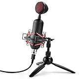 Pyle Professional Cardioid Condenser Microphone-Audio Mic w/USB Cable, Built-in Pop Filter, Adjustable Desktop Stand-for Gaming PS4, Streaming, Podcasting, Studio, YouTube (PDMIUSB75)