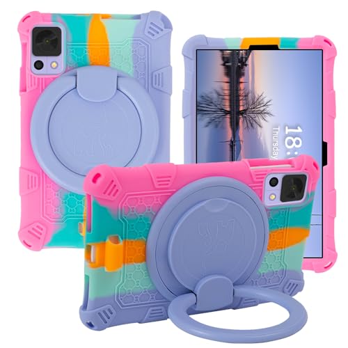 AKNICI Silicone Hülle für DOOGEE T20 Mini Pro/T20 Mini, ALLDOCUBE iPlay 60 Mini Pro/iPlay 50 Mini/iPlay 50 Mini Pro/iPlay50 Mini Pro NFE, TCL TAB 8, Onn 8 2024, 360° Drehung Ständer/Handgriff, Rosa Lila