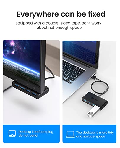 ORICO-4-Port-USB-30-hub-USB-hub-30-with-Power-Supply-PortCharging-Not-Supported-5-ft-Data-Cable-for-Desktop-iMac-Surface-Pro-XPS-USB-Flash-Drives-Mobile-HDD-and-More-Black