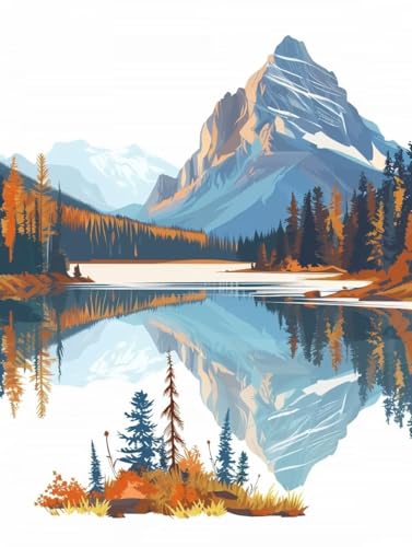 Peinture numéro adulte montagne kit complet DIY grand format 100x130cm
