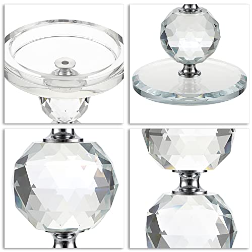 Ownmy Set Of 3 Crystal Glass Pillar Candlestick Holders Votive Candle Holder Set, Clear Glass Tea Light Candle Stick Holders Pillar Candle Stand Modern Candle Centerpiece For Living Room Wedding Decor #TOP5