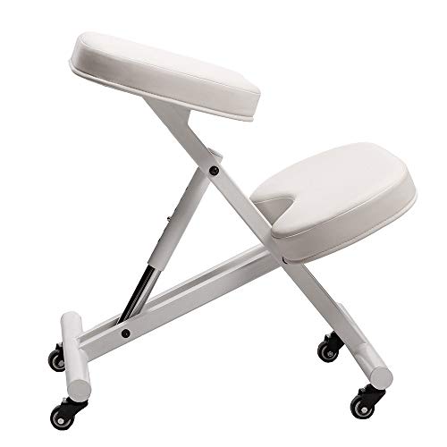 Modern Home Ergonomic Rolling Kneeling Posture Chair - White/White #TOP3