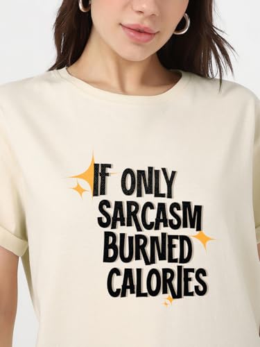 Image of Bewakoof Women's My Badass Graphic Printed 100% Cotton T-Shirt - Boyfriend Fit, Round Neck, Half Sleeve