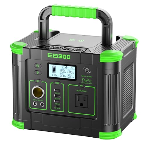 Portable Power Station 330W 288Wh Solar Generator with 60W USB-C PD Fast Charging, Pure Sine Wave AC Outlet, 5W Wireless Charger, LED for Camping, RV, CPAP, Home Emergency Backup, Off-Grid Living