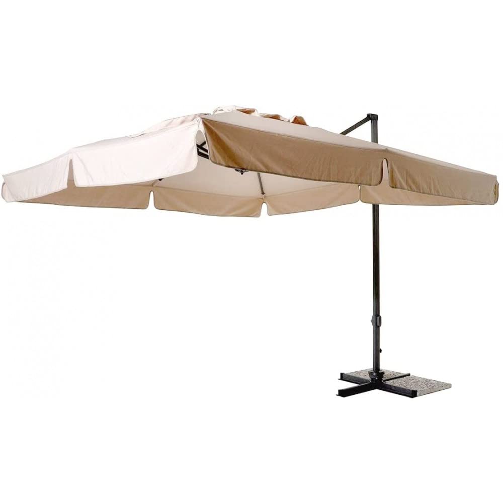 Mediawave Store - Ombrellone Rettangolare RIMINI Telo 3x4mt Ecrù con Braccio Decentrato Retrattile, Telo Ombreggiante Protezione Raggi UV, Ombrellone per Giardino e Terrazzo, Esterni