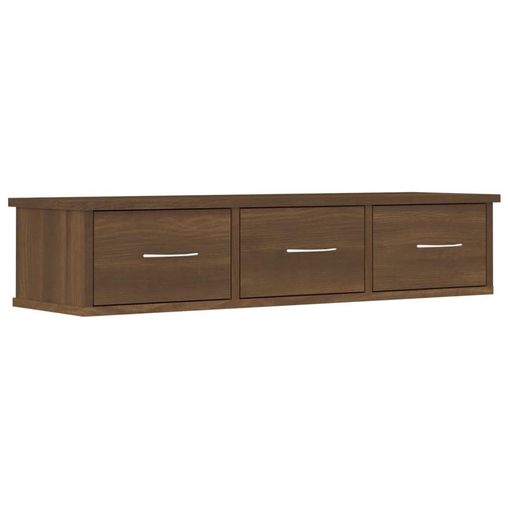 VidaXL Armoire Murale Chêne Noir 88x26x18,5 Cm | Meuble TV Flottant, 3 Tiroirs