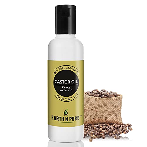 Image of Earth N Pure Castor Oil (Arandi Oil) Cold Pressed, Natural, Therapeutic Grade for Hair Growth, Nails, Eyelash 200 ml