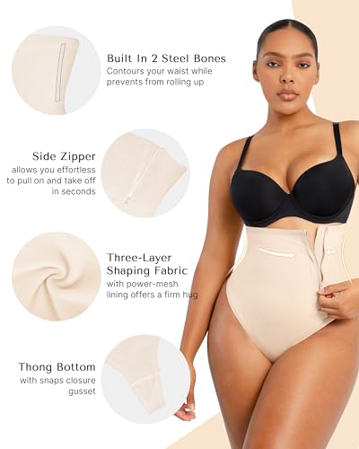 SHAPELLX Tummy Control Shapewear Side Zipper Panties Body Shaper for Women Compression Shapewear Thong Girdle Waist Shaper2