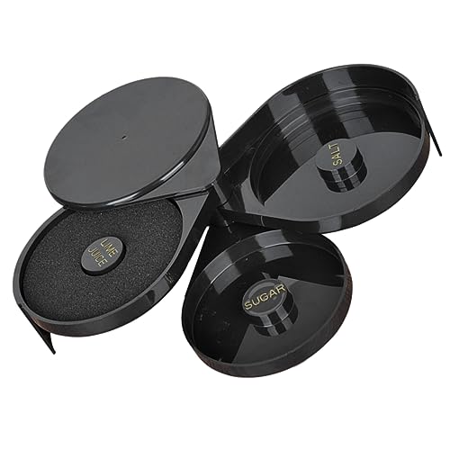 FELTECHELECTR Cocktail Salt Rim Box for Bartender 3 Tier Margarita Salt Seasoning Set Abs Plastic Construction