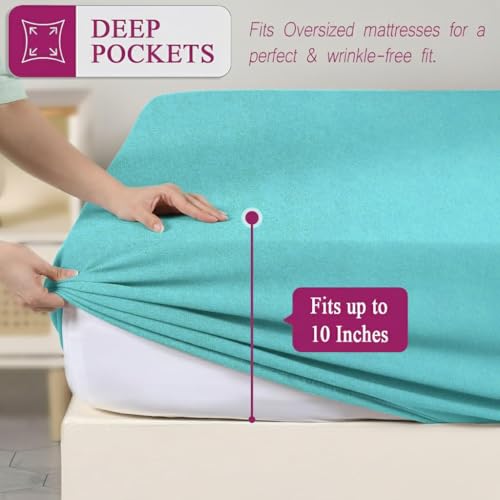 Image of TRANCE Waterproof Terry Fabric Ultra Soft Single Size Cotton Mattress Protector|Breathable Hypoallergenic Mattress Cover Single Size (72x30 inch|6x2.5 feet, Turquoise)