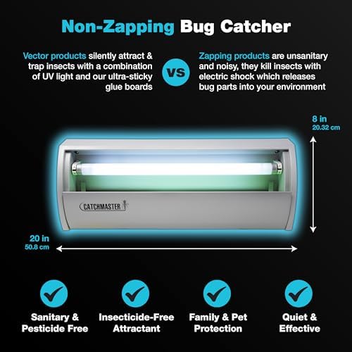 Catchmaster Heavy Duty Electric UV Flying Insect Light Trap - Simple, Safe, Clean, and Silent Trap