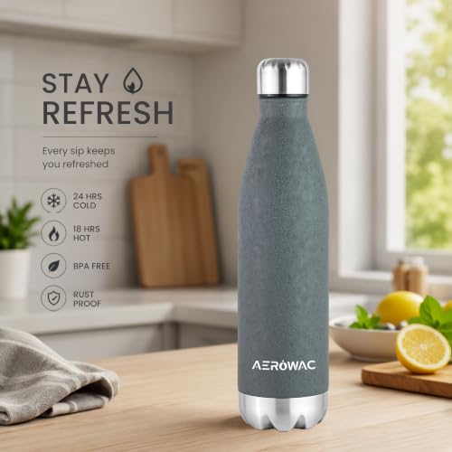 Image of 304 Stainless Steel Viva Insulated Flask 750ml | Hot & Cold 24 Hours | Double Wall, Lightweight, Leak Proof, BPA-Free Bottle | Ideal for Office, Gym, School & Travel (Dark Grey, Pack of 1)