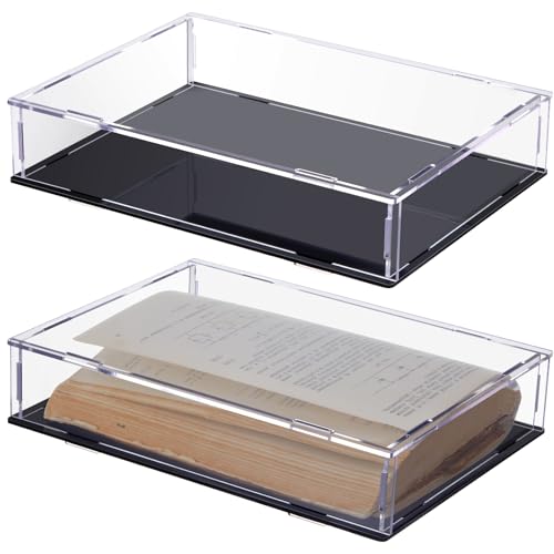 Suzile 2 Pcs Book Display Case Clear Acrylic Box Book Protector Case with Black Base, Seal, Dust-Proof, Self-Assembly for Collecting Books Magazine Figures and Other Small Things, 10.5 x 7.5 x 2 Inch by Suzile - Used condition - US$26.59