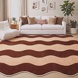 Nuanchu 8 x 10 ft Wave Striped Abstract Area Rug - Retro Color-Blocked Carpet Floor...