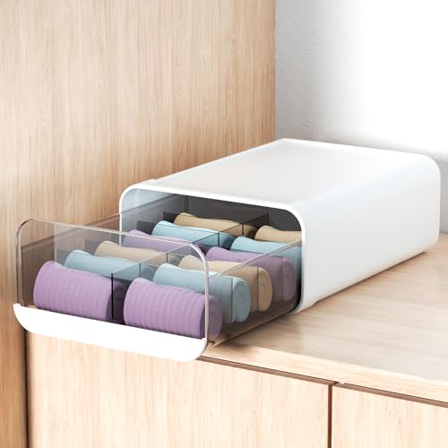 Miaocona Underwear Organizer Drawer, 12 Cells Plastic Sock Underwear Storage