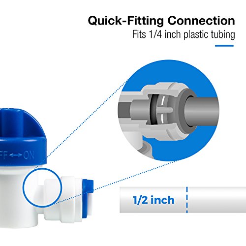 Water line connection installed under fridge