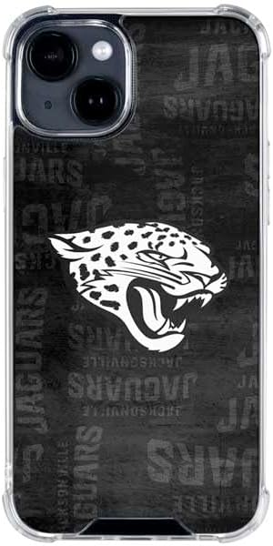 Skinit Clear Phone Case Compatible with iPhone 15 Plus - Officially Licensed NFL Jacksonville Jaguars Black & White Design