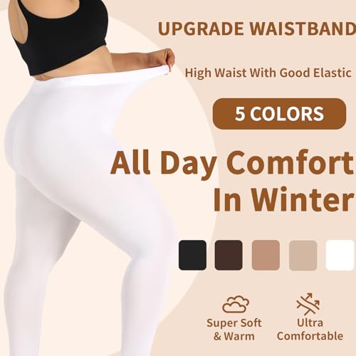 Image of DancMolly Plus Size Fleece Lined Tights Winter Warm Womens Tights, High Waisted Opaque Pantyhose