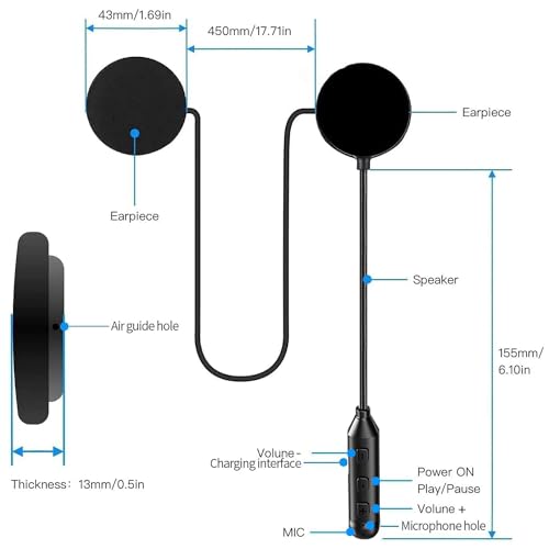 Elikidsto HM-1 Motorcycle Helmet Bluetooth Headset With Hifi Stereo Sound,Large Battery,Bluetooth Helmet Speakers thumb #8