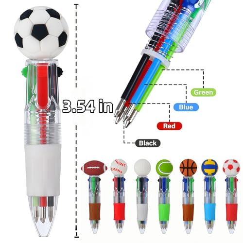 Oneshow 16-Pack Sports Mini Ballpoint Pens, 4-in-1 Sports-Themed Fun Ballpoint Pen Set, Soccer, Basketball, Volleyball Team Gifts for Sports Lover, Ideal for Classroom Rewards, Party Gifts