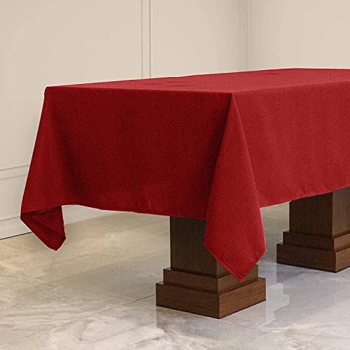 Image of HB MSALA Microfiber Satin Dining Table Cover - Plain, Smooth & Durable Tablecloth | Red Color | 4 Seater | 40 Inch x 150 cm