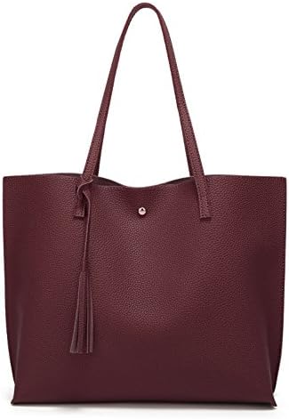Women's Soft Faux Leather Tote Shoulder Bag from Dreubea, Big Capacity Tassel Handbag